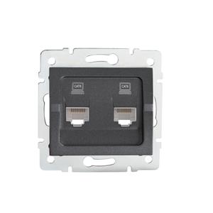 LOGI Dvojitá datová zásuvka nezávislá 2xRJ45Cat 6 Jack - grafit